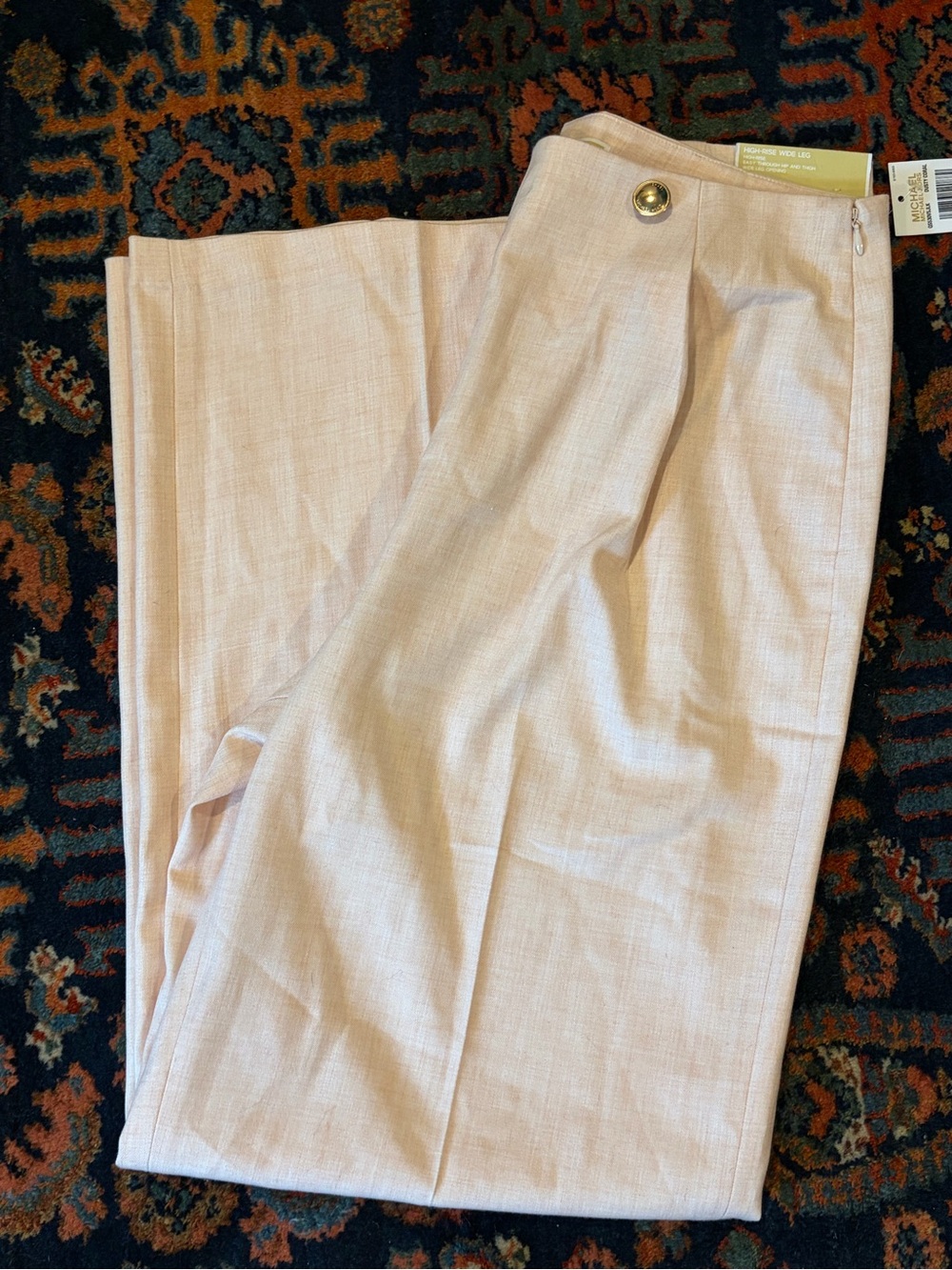 NWT Michael Kors Dusty Coral High-Rise Wide Leg Pants